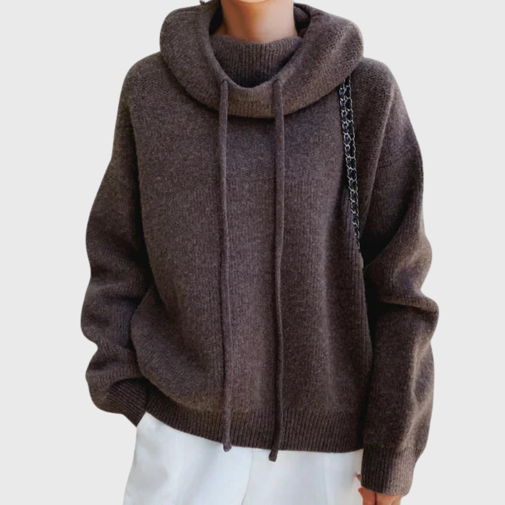 Olivia | Soft Knit Hoodie With High Neck
