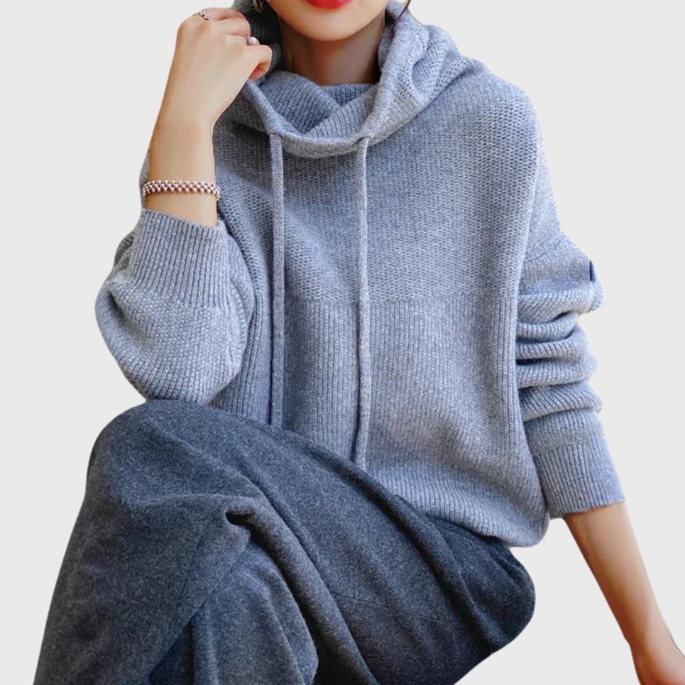Olivia | Soft Knit Hoodie With High Neck