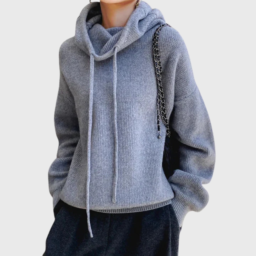 Olivia | Soft Knit Hoodie With High Neck