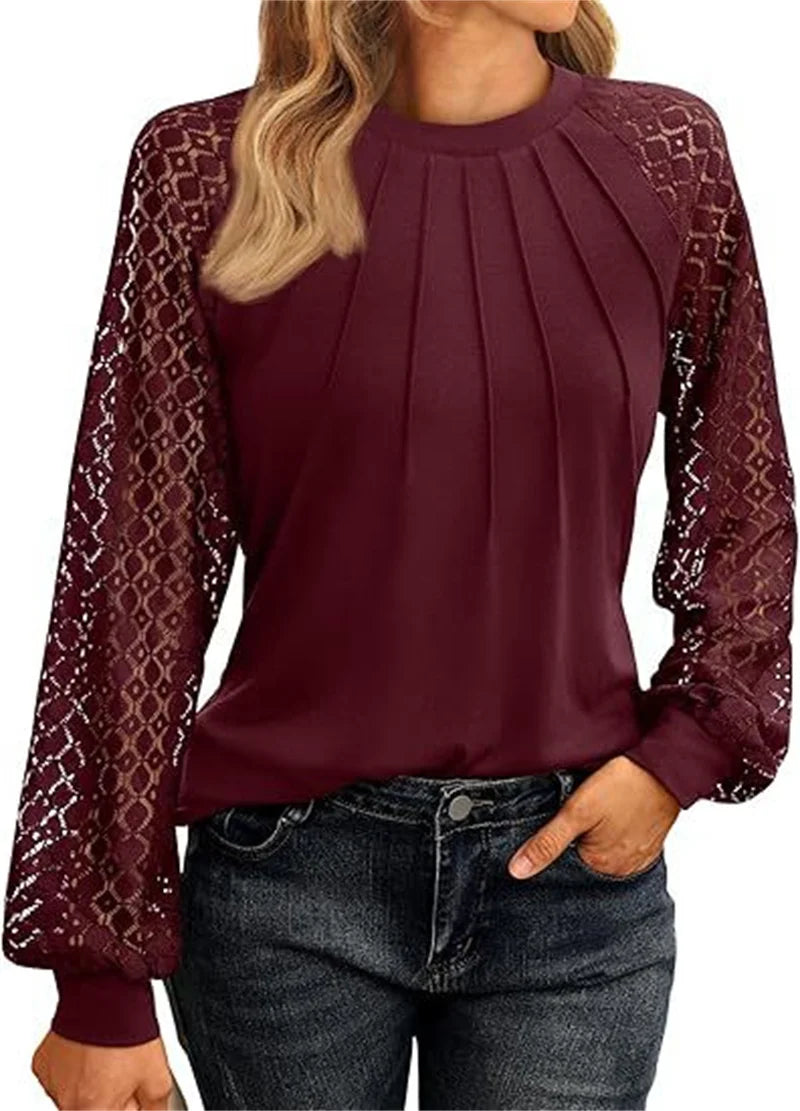 Carol | Soft Women's Top With Lace Sleeves
