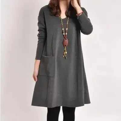 Helen | Cozy Relaxed Fit Pocket Midi Dress