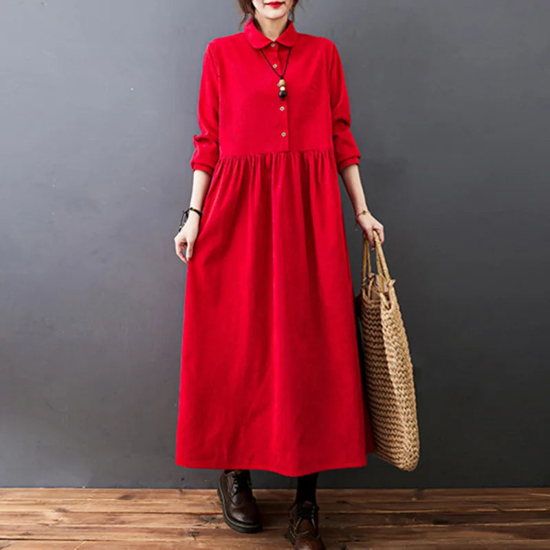 Mara | Classic Corduroy Shirt Dress