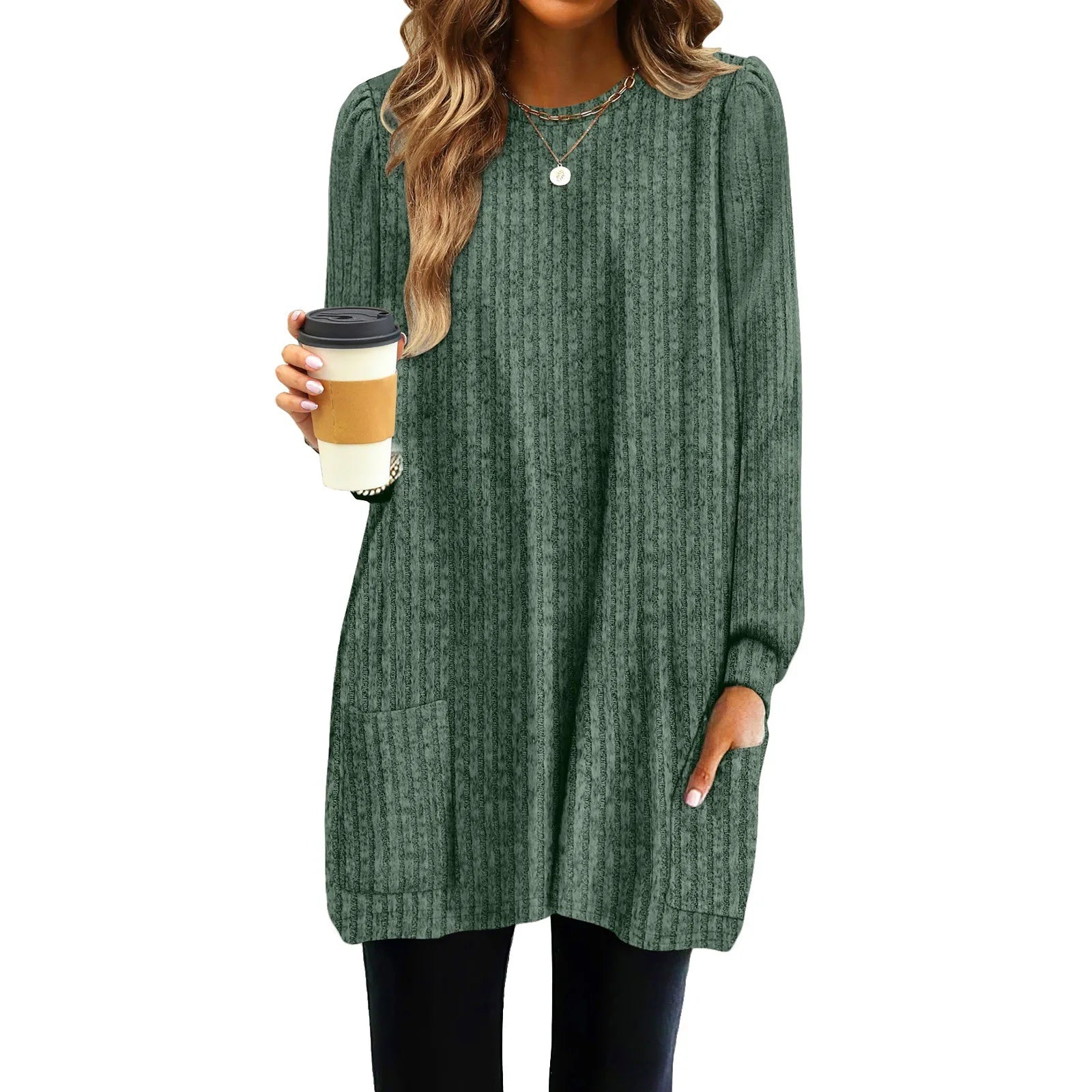 Grace | Cozy Long Knit Top With Pockets