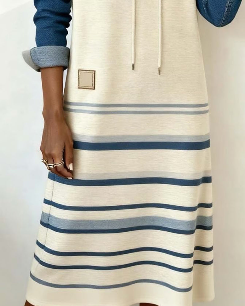 Claire™ | Striped Hooded Vintage Dress