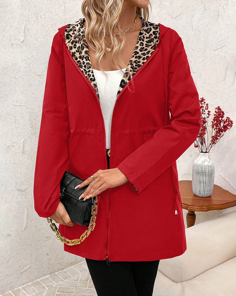 Elisa™ | Reversible Hooded Coat with Leopard Print