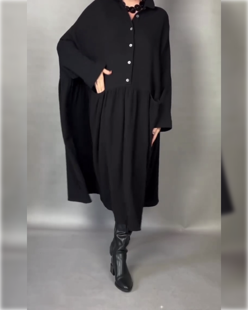 Emma | Flattering A-Line Dress with Button Collar