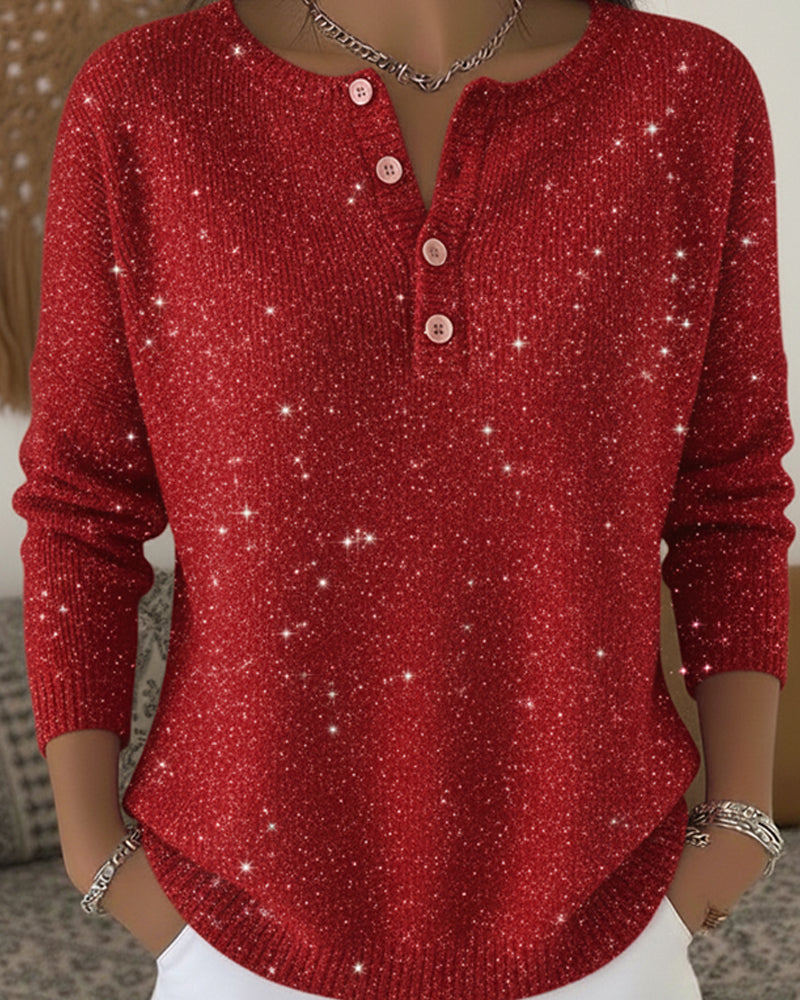 Jessica | Long Sleeve Round Neck Sweater with Buttons
