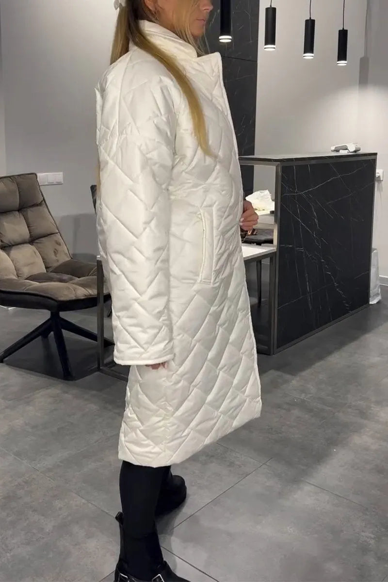 Susie | Quilted Mid-Length Coat with Leopard Lining